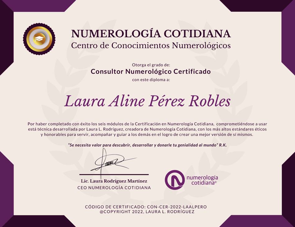 Diploma: Consultor Numerológico Certificado