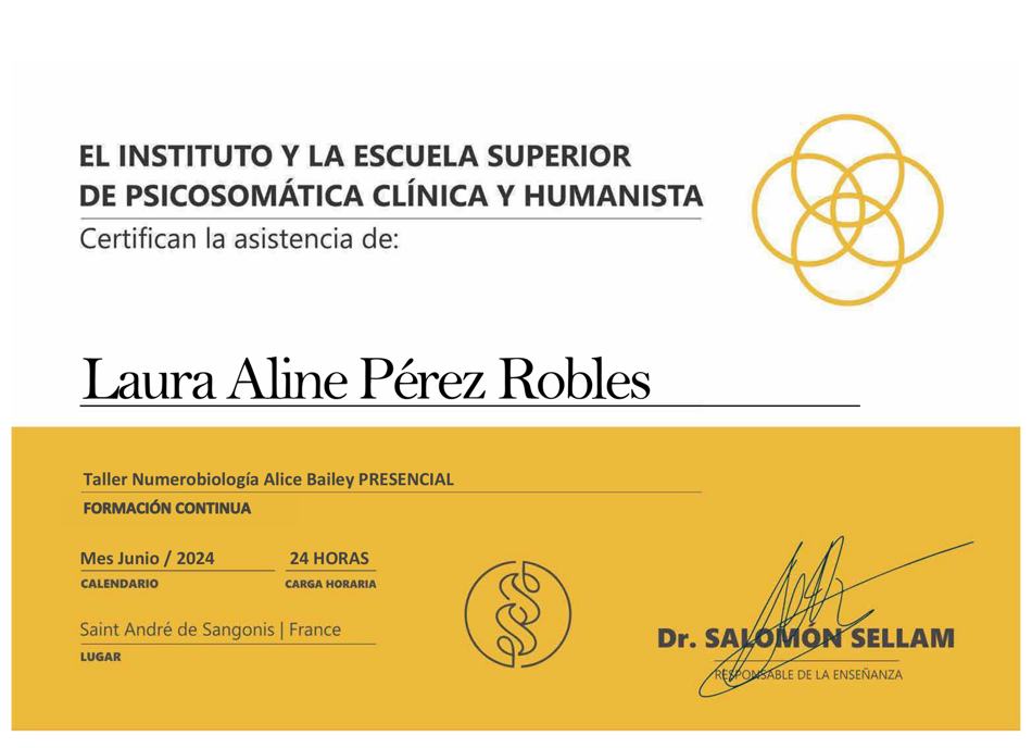 Diploma: Taller de Numerobiología Alice Bailey
